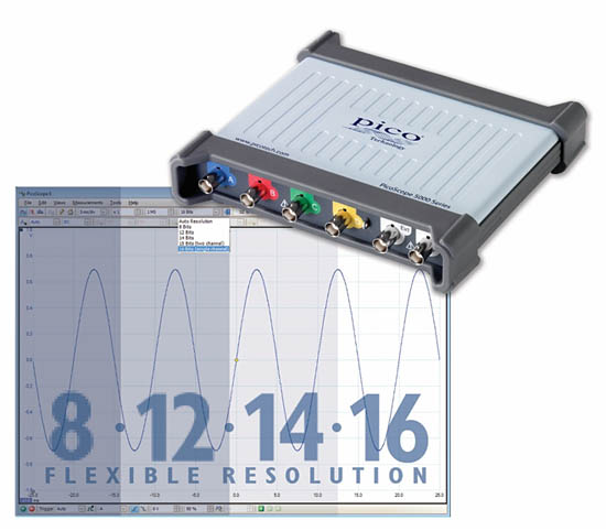 灵活可调硬件 ADC 分辨率型示波器 -PicoScope 5000D & 5000D MSO 系列